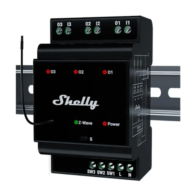 Реле Shelly Qubino Wave Pro 3 Z-Wave 3-канальне DIN (WavePro3)