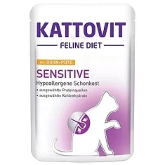 Влажный корм для кошек Kattovit Sensitive с курицей и индейкой 85 г (4000158772398)