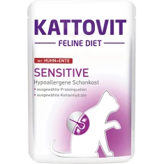 Влажный корм для кошек Kattovit Sensitive с курицей и уткой 85 г (4000158772404)