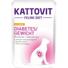 Вологий корм для котів Kattovit Diabetes/Gewicht з куркою 85 г (4000158772459)
