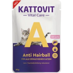 Вологий корм для котів Kattovit Vital Care Anti Hairball з лососем 85 г (4000158782106)
