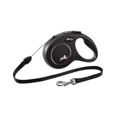 Рулетка-повідець для собак Flexi New Classic S трос 8 м до 12 кг Black (4000498022726)