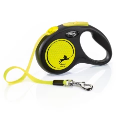 Рулетка-повідець для собак Flexi New Neon S стрічка 5 м до 15 кг Yellow (4000498023518)
