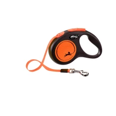 Рулетка-повідець для собак Flexi New Neon M стрічка 5 м до 25 кг Orange (4000498031803)