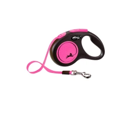 Рулетка-повідець для собак Flexi New Neon S стрічка 5 м до 15 кг Pink (4000498032022)