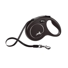 Рулетка-повідець для собак Flexi New Classic M стрічка 5 м до 25 кг Black (4000498032220)