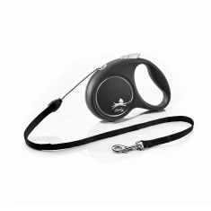 Рулетка-повідець для собак Flexi Black Design M трос 5 м до 20 кг Black (4000498033401)