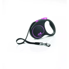 Рулетка-повідець для собак Flexi Black Design S стрічка 5 м до 15 кг Pink (4000498033913)