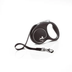 Рулетка-повідець для собак Flexi Black Design L стрічка 5 м до 50 кг Silver (4000498034101)