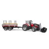 Трактор Massey Ferguson 7480 з фронтальним навантажувачем та причепом для перевезення деревини Bruder (2046)