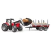 Трактор Massey Ferguson 7480 з фронтальним навантажувачем та причепом для перевезення деревини Bruder (2046)