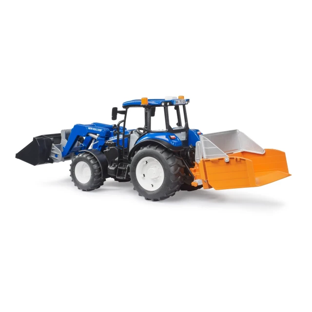 Трактор New Holland T5.120 з фронтальним навантажувачем, самоскидом і вилами Bruder (2187)