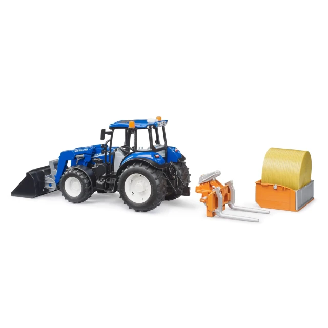 Трактор New Holland T5.120 з фронтальним навантажувачем, самоскидом і вилами Bruder (2187)