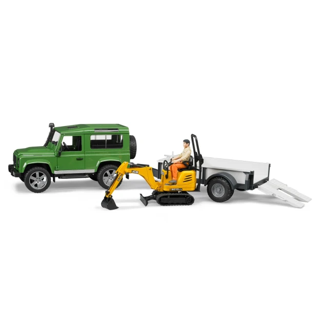 Набір Land Rover Defender з причепом та міні-екскаватором JCB Bruder (2593)