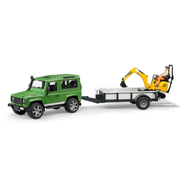 Набір Land Rover Defender з причепом та міні-екскаватором JCB Bruder (2593)
