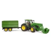 Трактор John Deere 7R 350 з фронтальним навантажувачем та причепом Bruder (3155)