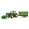 Трактор John Deere 7R 350 з фронтальним навантажувачем та причепом Bruder (3155)