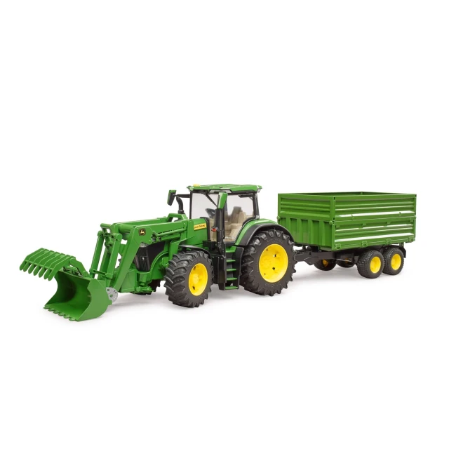 Трактор John Deere 7R 350 з фронтальним навантажувачем та причепом Bruder (3155)