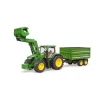 Трактор John Deere 7R 350 з фронтальним навантажувачем та причепом Bruder (3155)