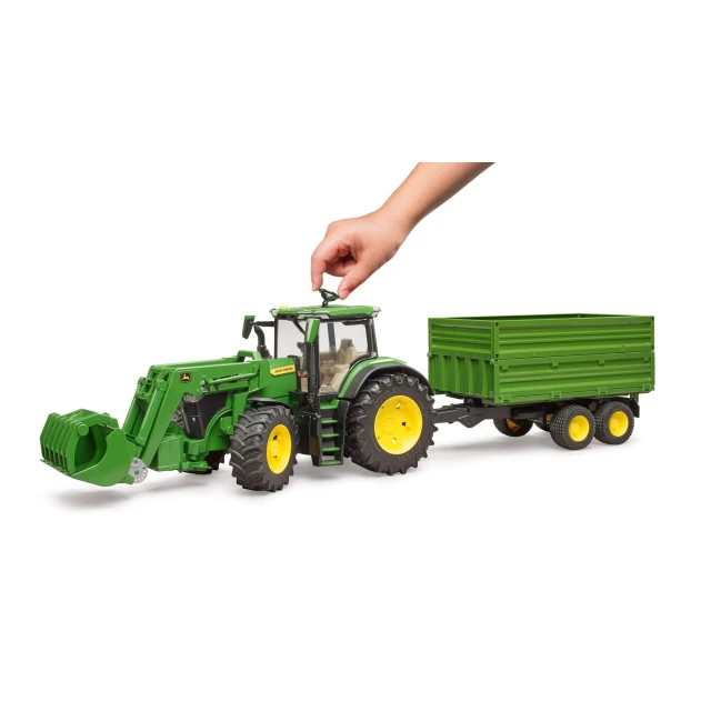 Трактор John Deere 7R 350 з фронтальним навантажувачем та причепом Bruder (3155)