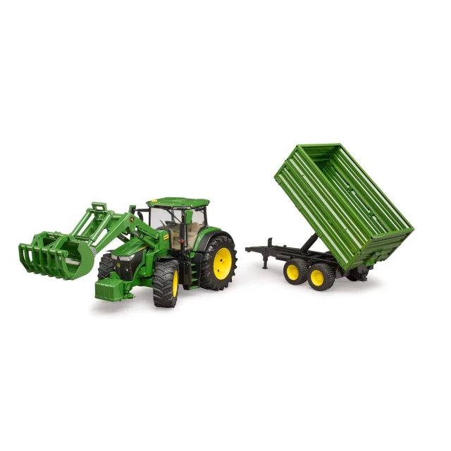 Трактор John Deere 7R 350 з фронтальним навантажувачем та причепом Bruder (3155)