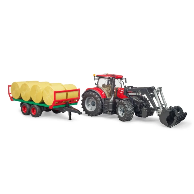 Трактор CASE IH Optum 300 CVX з фронтальним навантажувачем та причепом для тюків Bruder (3198)
