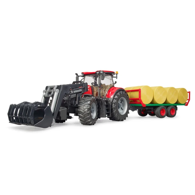 Трактор CASE IH Optum 300 CVX з фронтальним навантажувачем та причепом для тюків Bruder (3198)