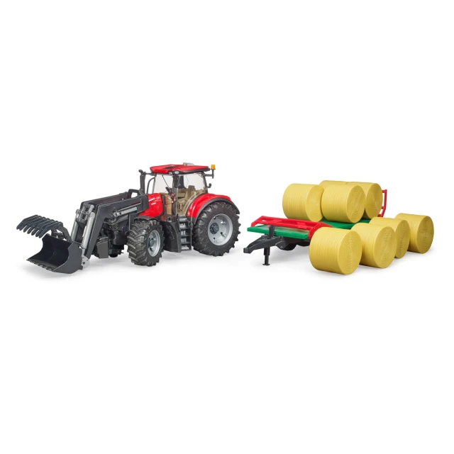 Трактор CASE IH Optum 300 CVX з фронтальним навантажувачем та причепом для тюків Bruder (3198)