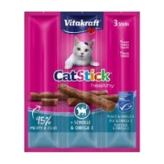 Ласощі для котів Vitakraft Cat Stick Mini з камбалою та омега-3 3 шт (4008239312181)