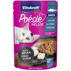 Влажный корм для кошек Vitakraft Poesie с треской в кусочках в соусе 85 г (4008239366665)