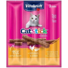 Ласощі для котів Vitakraft Cat Stick Mini з птахом та печінкою 3 шт (4008239367259)