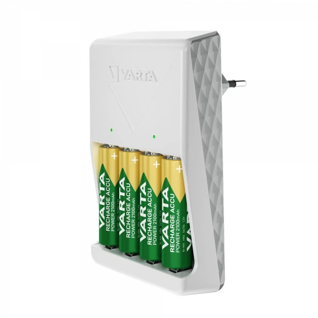 Зарядний пристрій Varta Plug Charger + 4x R6 (AA) 2100mAh (4008496054602)