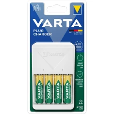 Зарядний пристрій Varta Plug Charger + 4x R6 (AA) 2100mAh (4008496054602)