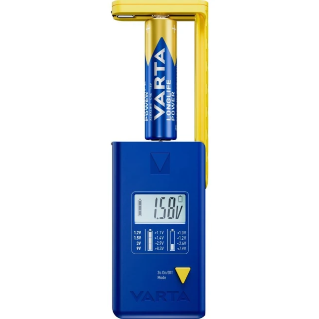 Тестер батарей Varta з дисплеєм Blue (AA, AAA, C, D, 9V) (4008496073849)