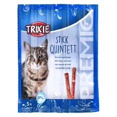 Ласощі для котів Trixie Stick Quintett Premio з лососем та фореллю 5 шт x 5 г (4011905427256)