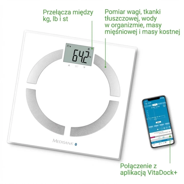 Ваги підлогові Medisana BS 444 Bluetooth White (4015588404443)