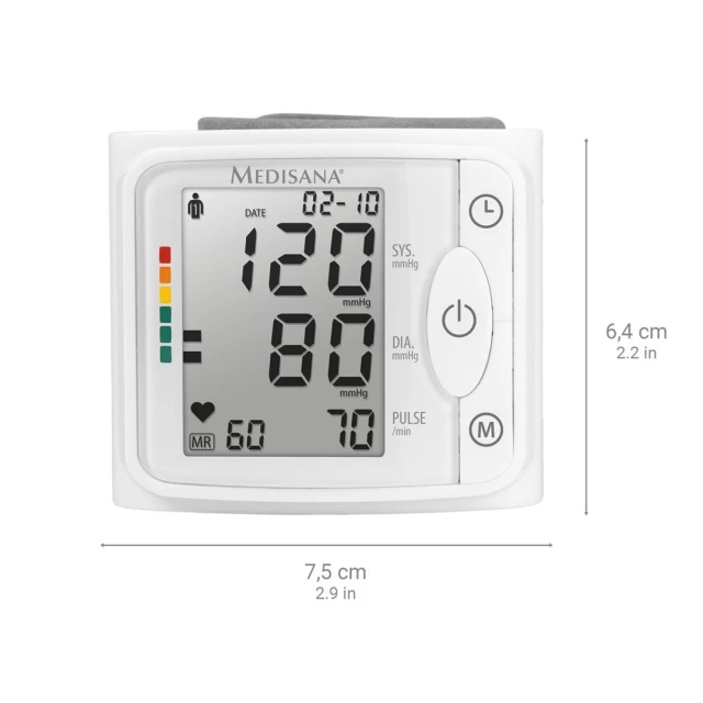 Тонометр зап'ястний Medisana BW 320 для 2 користувачів 120 комірок пам'яті White (4015588510748)