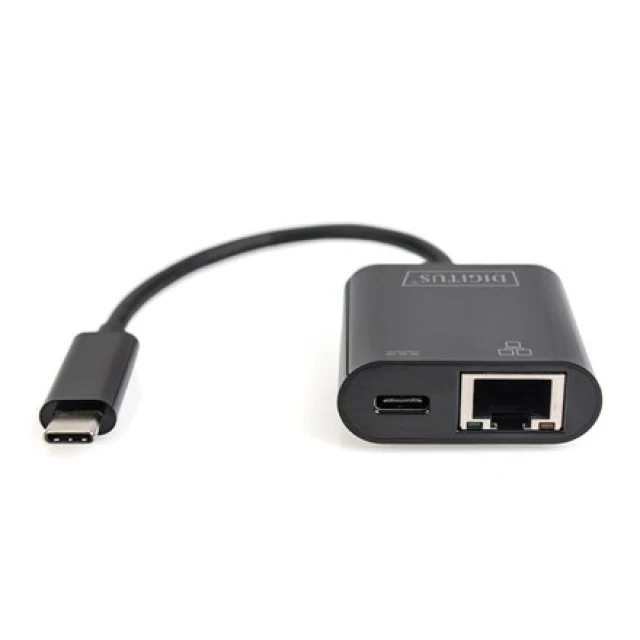 Мережевий адаптер Digitus USB-C Gigabit Ethernet з Power Delivery Black (4016032458043)