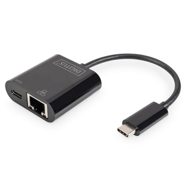 Мережевий адаптер Digitus USB-C Gigabit Ethernet з Power Delivery Black (4016032458043)