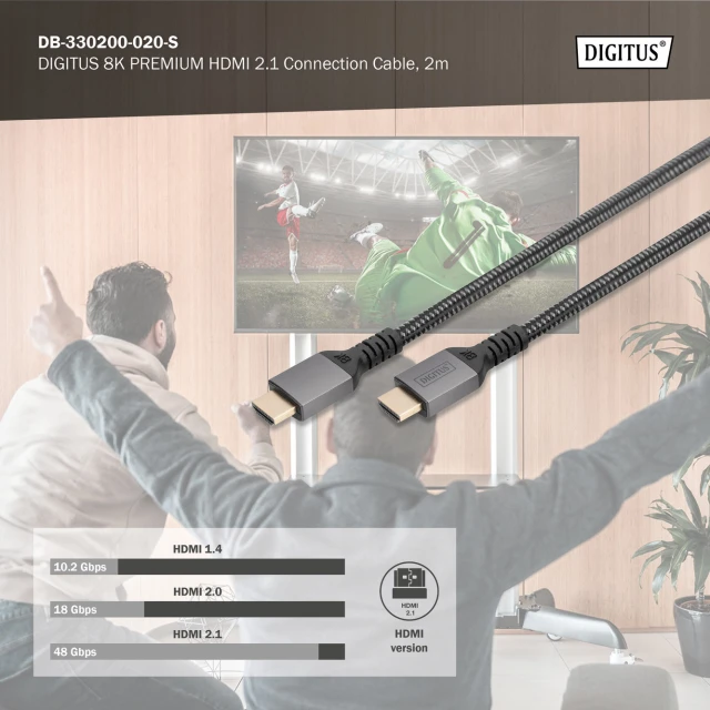 Кабель Digitus DB-330200-020-S HDMI 8K Ultra High Speed 2 м Black (4016032481218)