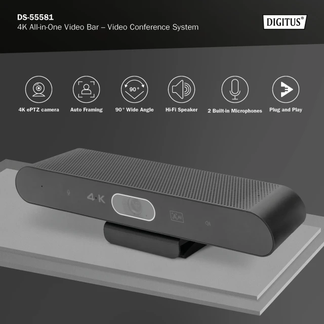 Система видеоконференцсвязи Digitus 4K All-in-One Video Bar (4016032487050)
