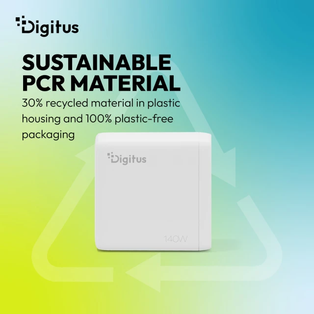 Мережевий зарядний пристрій Digitus GaN 140 Вт 3x USB-C + 1x USB-A White (4016032505853)