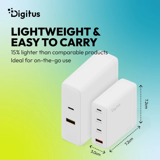 Мережевий зарядний пристрій Digitus GaN 140 Вт 3x USB-C + 1x USB-A White (4016032505853)