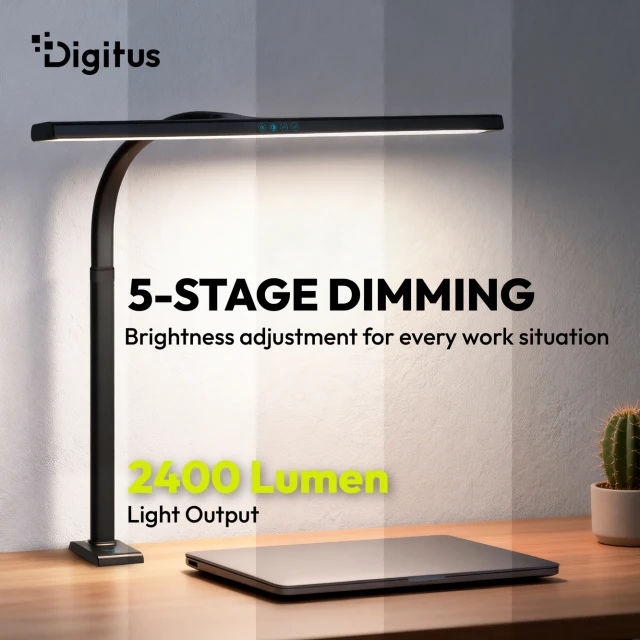 Настільна Digitus LED-лампа 80 см 2400 lm 16 Вт Black (4016032508380)