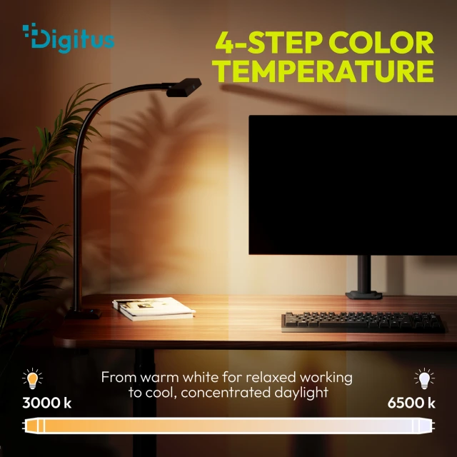 Настільна Digitus LED-лампа 80 см 2400 lm 16 Вт Black (4016032508380)