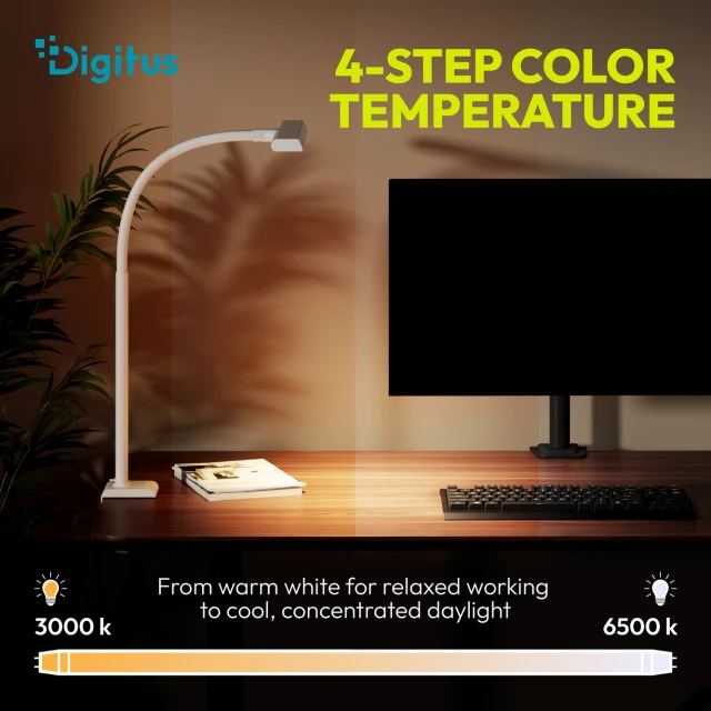 Настільна Digitus LED-лампа 50 см 1025 lm 7 Вт White (4016032508410)