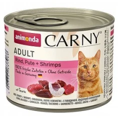Вологий корм для котів Animonda Carny Adult з яловичиною, індичкою і креветками 200 г (4017721837088)
