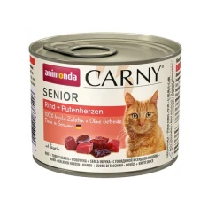 Вологий корм для котів Animonda Carny Senior з яловичиною та серцями індички 200 г (4017721837118)