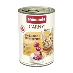 Вологий корм для котів Animonda Carny Adult з яловичиною, куркою та качиними серцями 400 г (4017721837224)