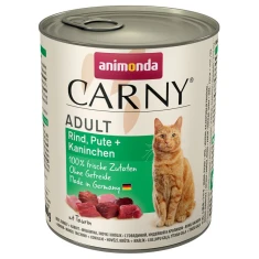 Вологий корм для котів Animonda Carny Adult з яловичиною, індичкою та кроликом 800 г (4017721837361)